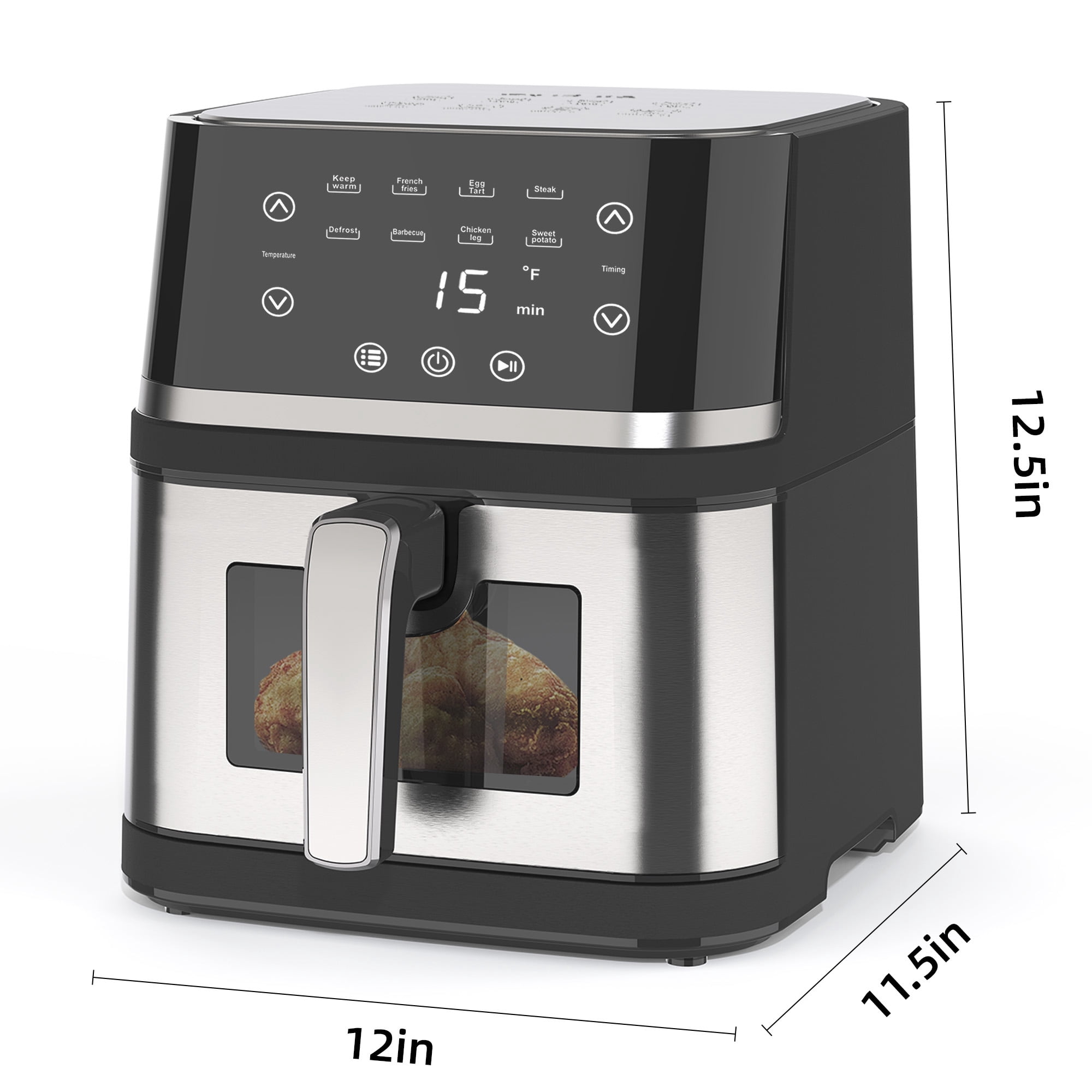 AboveMoon Stainless Steel 8Qt Large Digital Air Fryer with Window for Kitchen Use,Touchscreen Display,400F,Kitchen Appliances,NonStick Basket,Black airfryer