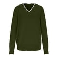 thumbnail image 5 of ClodeEU Women's Sweaters, V Neck Long Sleeve Lightweight Sweaters, Loose Solid Fall Tops Pullover Sweater Army Green,Womens Plus XL, 5 of 7