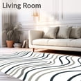 thumbnail image 2 of ODIKA 6'x9' Machine Washable Non-Slip Area Rug, Retro Wave Interlocking Lines Minimalist Artistic High Traffic Rug with Pad, Black, 463926, 2 of 8