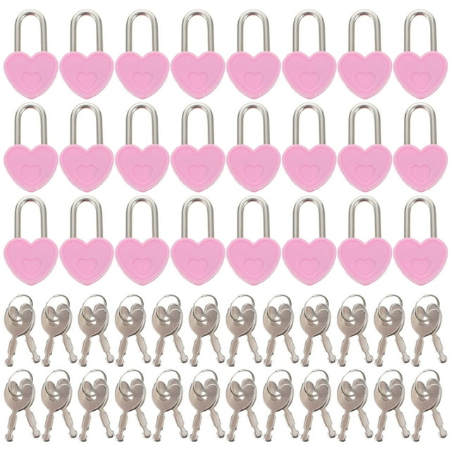 MasteelfCA 24pcs Small Metal Padlock Heart Shaped Padlock Mini Diary Book Lock with Keys