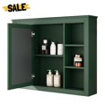 thumbnail image 2 of GZXS Modern MDF Bathroom Wall Cabinet with Single Mirror Door, Gold Metal Handles, Adjustable Shelf & Open Storage, Green, 2 of 8
