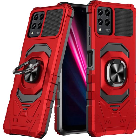 For T-Mobile REVVL 6 Pro 5G TMAF035G Robotic Kickstand Phone Case Cover - Red