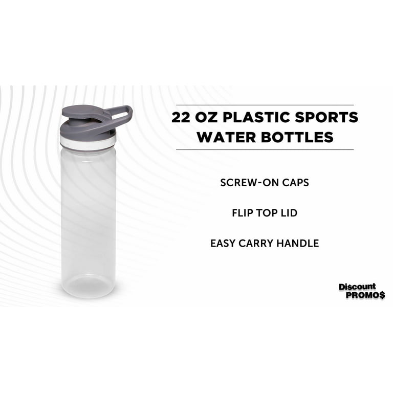 Plastic Sports Bottles with Spill Proof Lids 22 oz. Set of 6, Bulk Pack -  Reusable, With Straw, Perfect for Gym, Outdoor Sports, Home, Office - Clear