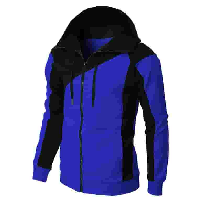 福袋 バースデイ Sweatshirt, Cropped Blue Polyester Zip Cropped Hoodies, Men Clothing