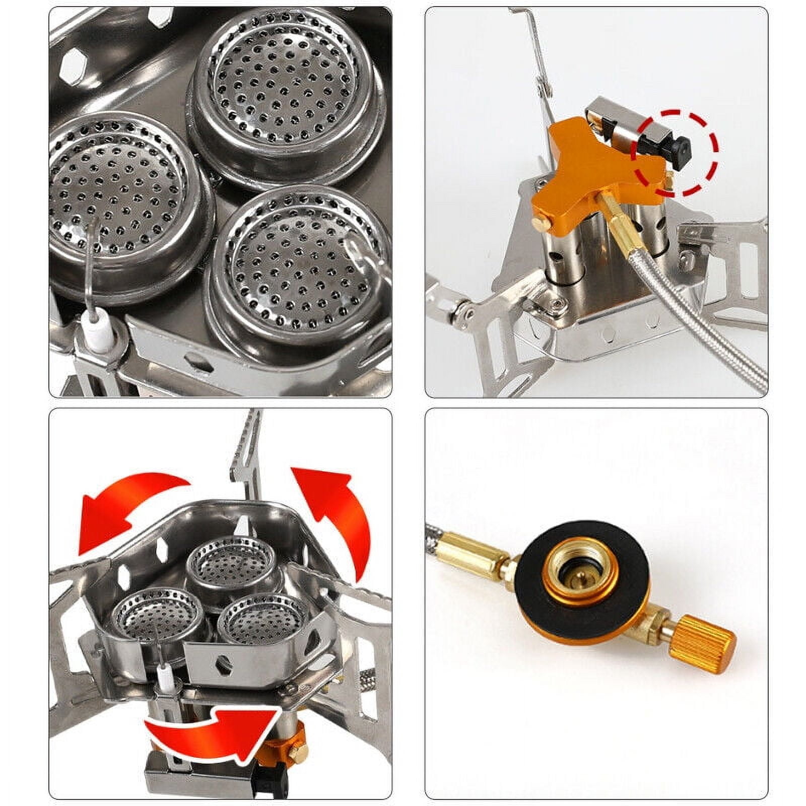 WEISIPU Portable Gas Camping Stove, 9800W Power Mini Lightweight Folding Temperature Control 3-Burner Stove for Outdoor Cooking Hiking Picnic