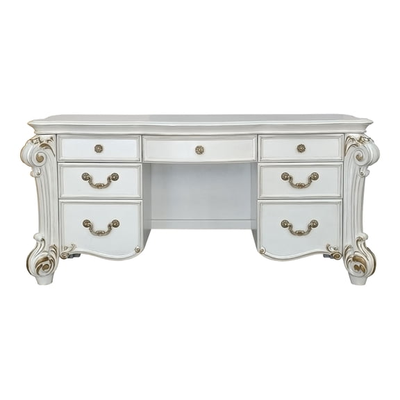 ACME Vendome Transitional Wood Vanity Desk in Beige and Antique Pearl