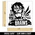 thumbnail image 2 of Zombie I Like You For Your Brains Self-Inking Rubber Stamp Ink Stamper - Orange Ink - Small 1 Inch, 2 of 7