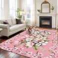 thumbnail image 2 of Large Area Rugs for Living Room Bedroom, Pink Orchid Flowers 5'x8' Rug Washable Carpet Runner Indoor Outdoor, Vintage Floral Leaves Plants Spring Non Slip Floor Mats Rug for Kitchen, Bathroom, 2 of 8