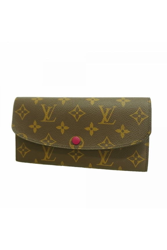 Pre-Owned Louis Vuitton Monogram Portefeuille Emilie Long Wallet M60697 Brown Fuchsia Women's