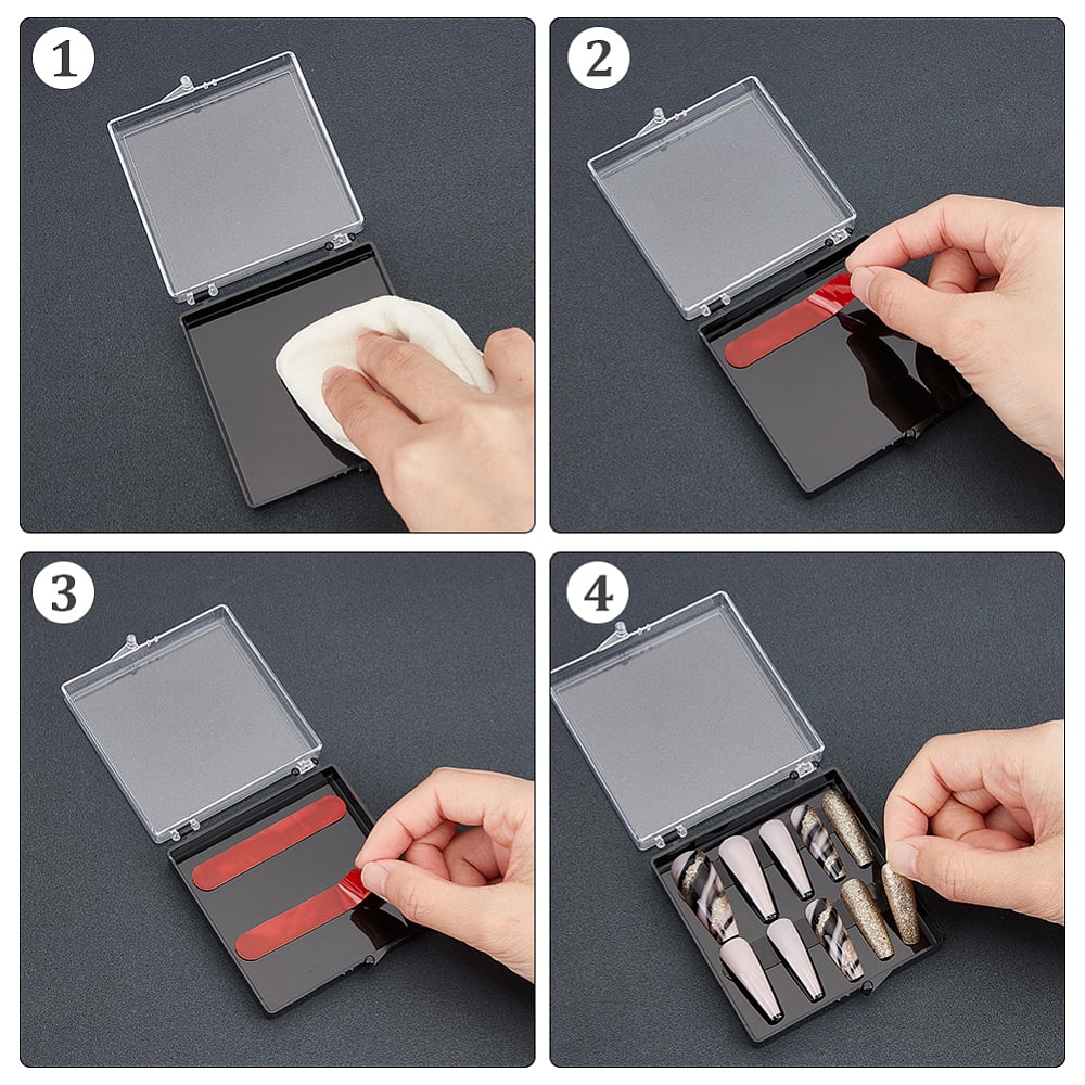 21pcs Transparent Plastics Hand-wearing Armor Storage Case with 2 sheets Seamless Clear Double Side Adhesive Glue Sticky Tape Mixed Color DIY