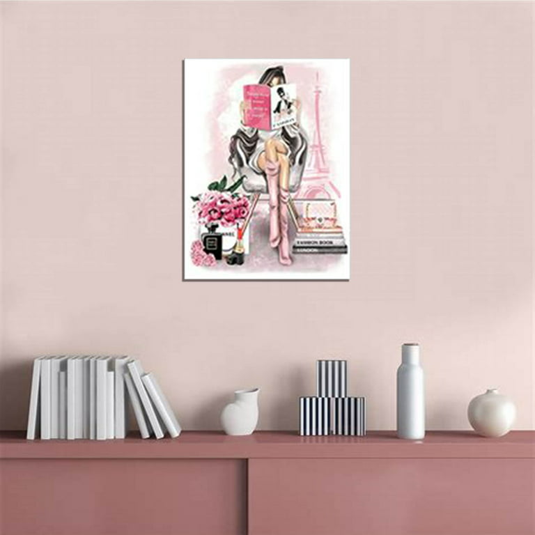 Gonqtoz Fashion Perfume Prints Artwork Pink Flowers Painting Canvas Wall  Art Decor Women Poster for Girls Gift Bedroom Bathroom Office Dressing Room  With Framed Ready to Hang Size 16x24 inch : Buy