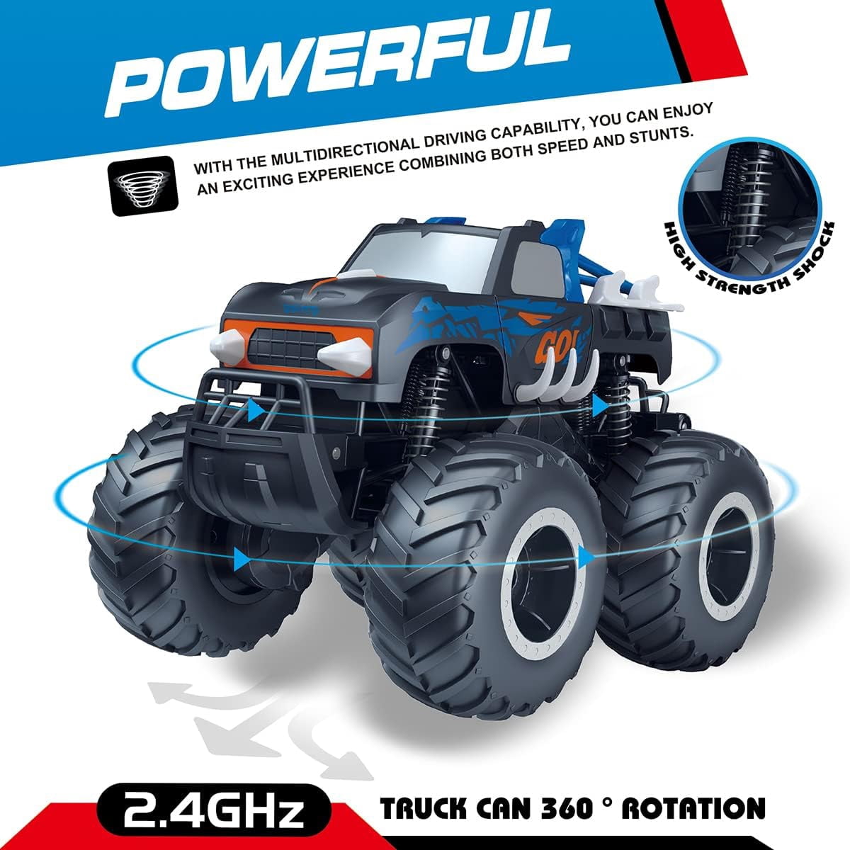 Truck Toys 1:16 Waterproof Monster Rc Cars 2.4 Ghz Amphibious Remote Control Car 4wd all Terrain Off-Road Pickup Trucks for Boys & Girls Kids Gifts Presents