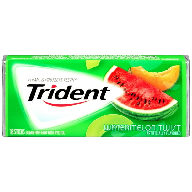 Trident Watermelon Twist Sugar Free Gum With Xylitol 18 Stick Packs