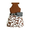 thumbnail image 2 of Daqian Girls' Casual Sleeveless Round Neck Strap Loose Botton Printed Short Pants Tank Top Sets Big Girls Outfits Girls Clothes Set Size 8 Brown 3-4 Years, 2 of 9