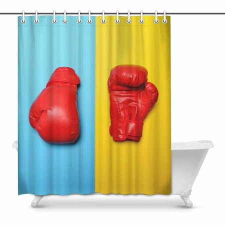 Mkhert Funny Red Boxing Gloves On Blue And Yellow Background Home Mkhert Funny Red Boxing Gloves On Blue