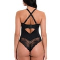 thumbnail image 3 of Scantilly by Curvy Kate Indulgence Stretch Lace Body Suit (ST010704),M,Blk/Latte, 3 of 9