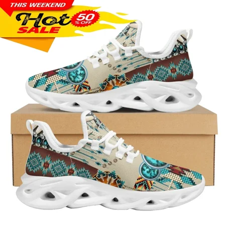 

Ethnic Tribal Aztec Platform Shoes for Women Casual Mesh Shoes Dreamchers Print Breathable Lace up Mesh Sneakers