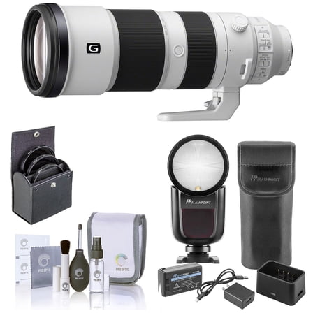 Sony FE 200-600mm f/5.6-6.3 G OSS Lens for Sony E, Bundle with Flashpoint Zoom Li-on X R2 TTL On-Camera Round Flash Speedlight, ProOptic 95mm Filter Kit, Cleaning Kit