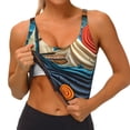 thumbnail image 3 of Fotbe Whimsical Sailboat Ocean Art Sujetador Deportivo Largo sin Aros para Mujer con Almohadillas y Soporte Medio, Transpirable y Absorbente, Camiseta Tipo Chaleco o Tank Top-Small, 3 of 8