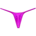 thumbnail image 2 of Botmois Men Solid Low Rise Underwear Tangas Mini Touch Feeling Slim Pouch T-Back Silk Shiny Thong Hot Pink M, 2 of 3