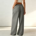 thumbnail image 6 of aohooy Womens Pants Wide Leg High Waist Summer Casual Button Up Palazzo Work Pant Beach Vacation Comfort Trousers with Pockets Gray,L, 6 of 8