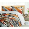 thumbnail image 3 of Ambesonne Boho Duvet Cover Set, Bohemian Colorful Feathers Art, Calking, Orange Blue Grey and Ecru, 3 of 4