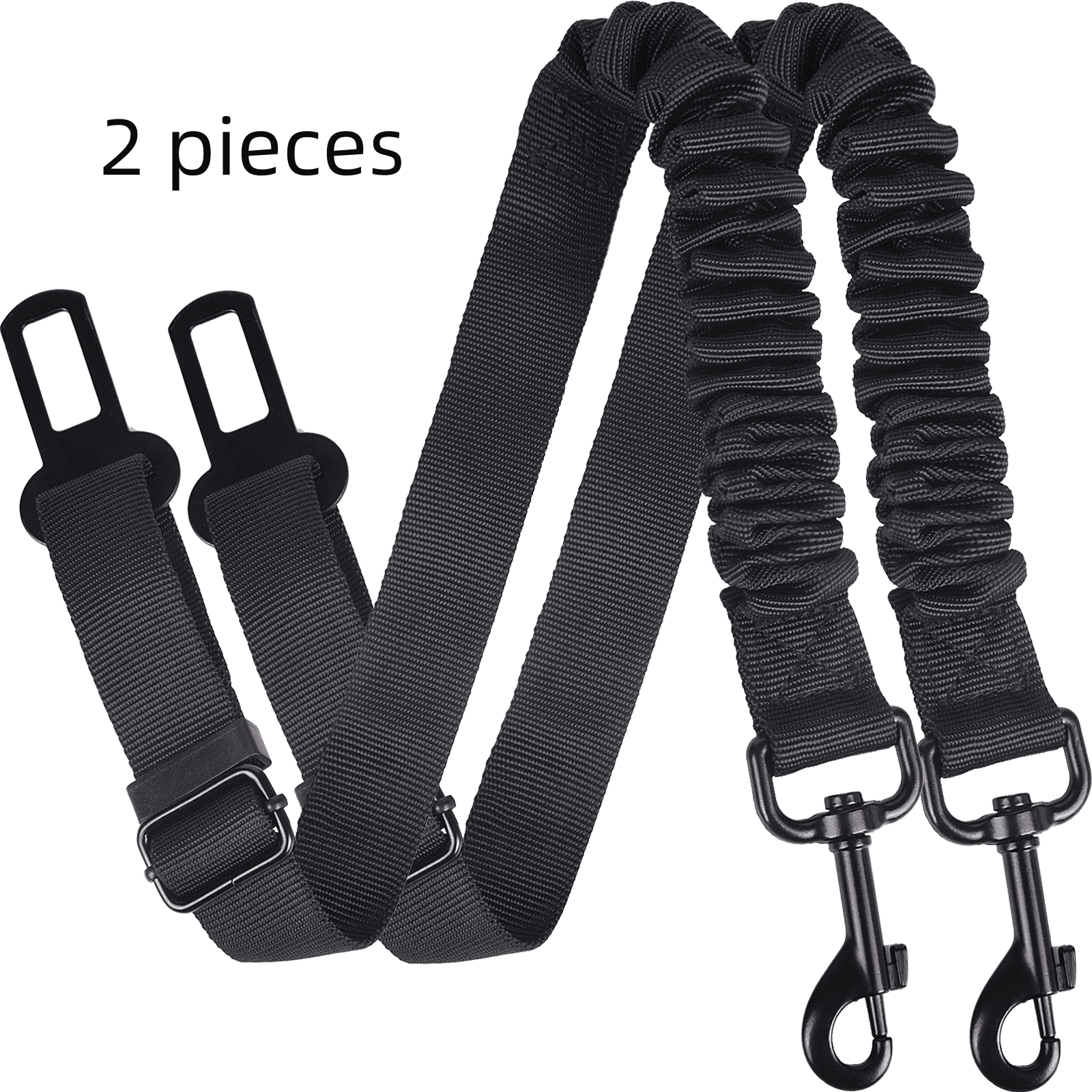 SWIHELP Dog Seat Belt, Swivel Clip Adjustable Length Black ,2 Piece