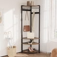 thumbnail image 1 of Bingirl Corner Coat Rack with Shoe Bench Entryway Corner Hall Tree with 6 Double Hooks Corner Clothes Rack with Storage Corner Tree with Organizer Shoe Bench Shelf for Entryway Hallway Closet, 1 of 5