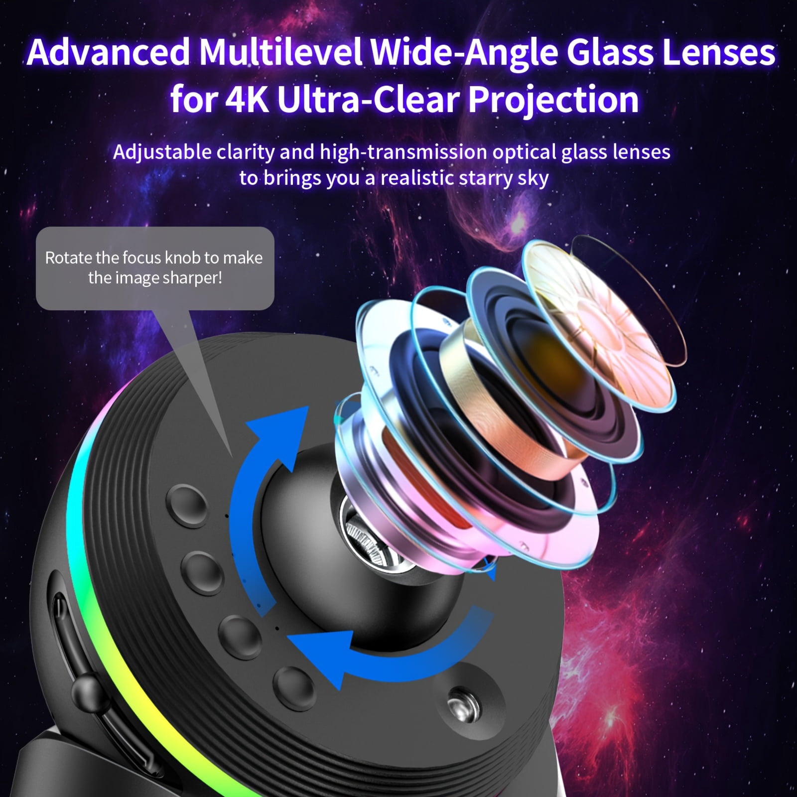 13-in-1 Galaxy Projector - Bedroom Ceiling Night Light Planetarium Projector with Timer, LED Space Mood Lamp for Adults & Kids Room Decor