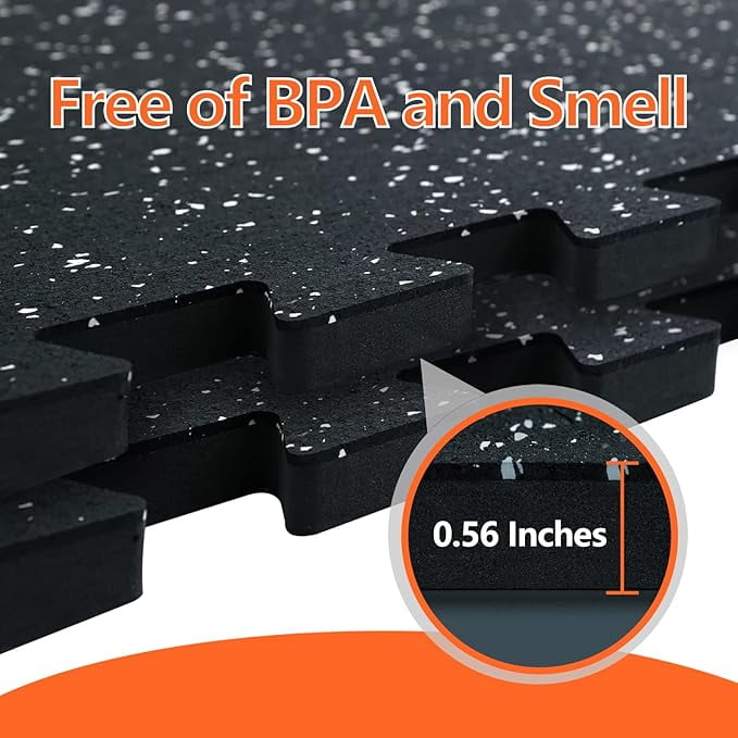 Bistlass EVA Foam Tiles - 12-Pack (24"x24"x0.56", 48 sq ft) Interlocking Puzzle Exercise Mats for Home Gym, Workouts, Playroom & Garage Flooring