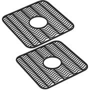 Dependable Industries Essentials 2-Pack Plastic Sink Protector Mats with Center Drain Cutout  Protect Sink, Glasses & Dishes from Scratches & Breaks  12" x 11" (Black)