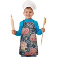 thumbnail image 2 of Pioneer Flower Floral Print Pattern Kids Aprons for Girls and Boys,Adjustable Neck Strap Toddler Aprons for Kids Cooking Baking, 2 of 7