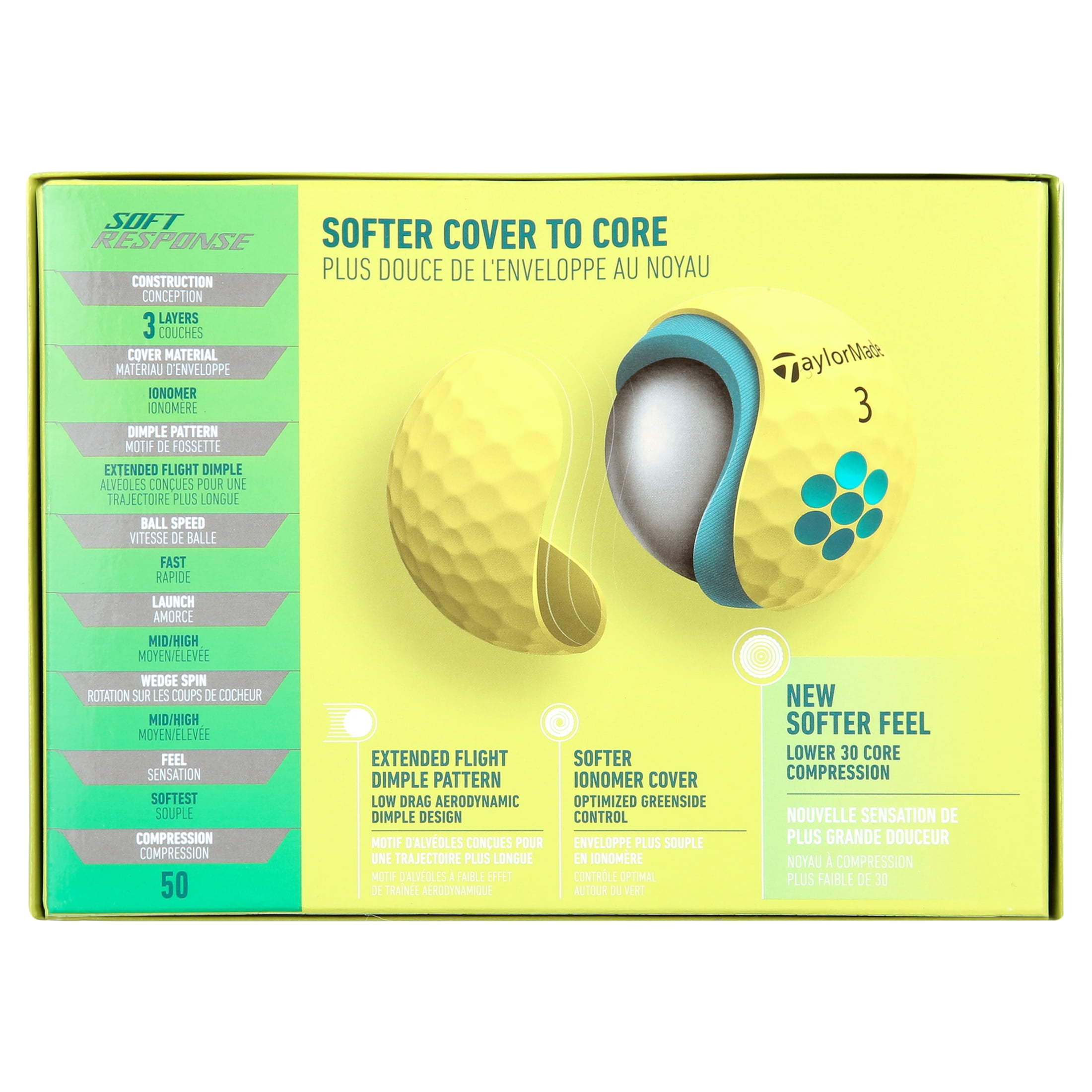 TaylorMade Soft Response Golf Balls Yellow