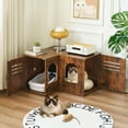 thumbnail image 6 of Brown Farmhouse Corner Cat Double Litter Box & Litter Box Cabinet with Double Room & Indoor Cat House End Table & Hidden Cat Litter Box, 6 of 13