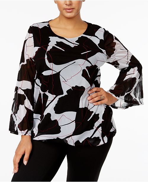 women's plus size bubble hem tops