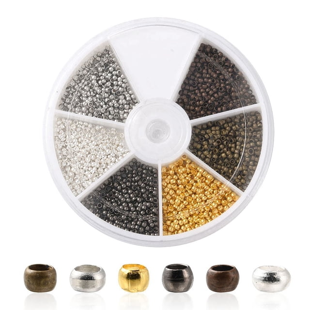 6 Style Rondelle Brass Crimp Beads Mixed Color 2x1~2mm Hole: 1mm 2376pcs/box