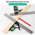 thumbnail image 4 of Adjustable Engineers Combination Square Set Kit Right Angle Ruler Combo Woodworking Carpenter Woodworking Tools Metal Ruler Framing T Ruler, 4 of 5