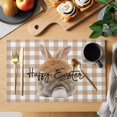 thumbnail image 2 of Brown Easter Placemats Set of 12 Spring Watercolor Bunny Plaid Checkered Place Mats Indoor Wipeable Table Mats Washable Cloth Dining Table Placemats for Kitchen Holiday Party Home Decor 13x19 Inch, 2 of 9