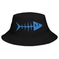thumbnail image 1 of Clishirt Adult Unisex Embroidered Blue Fish Cotton Black Bucket Hat, 1 of 4