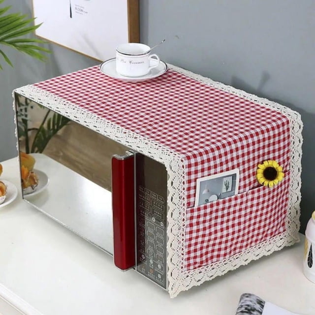 Anti-Slip Microwave Oven Dust Cover Microwave Dustproof Cover Decorative Kitchen Appliance Cover with Storage Bags 13.7×39.3 Inch