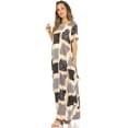 thumbnail image 3 of Sakkas Abeni Women's Short Sleeve Casual Print Long Maxi Cover-up Caftan Dress - Print9 - One Size, 3 of 5