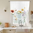 thumbnail image 3 of Country Colorful Tie Up Curtain 45 Inches Long, Daisy Wildflowers Retro Farm Botanical Balloon Style Kitchen Window Curtain Over Sink, Small Window Rod Pocket Curtain 42"x45", 3 of 9