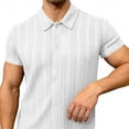 thumbnail image 6 of FRSASU Men's Knit Polo Shirt Vintage Button Down Shirt Short Sleeve Summer Beach Hawaiian Shirts White, 6 of 8