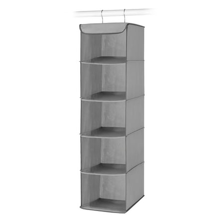 Whitmor 5 Section Closet Organizer - Hanging Shelves with Sturdy Metal Frame - Grey - Adult Use