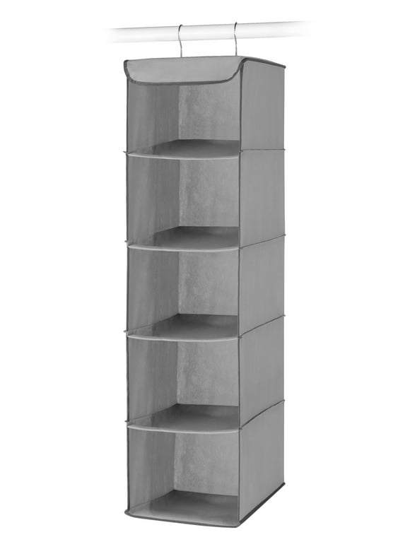 Whitmor 5 Section Closet Organizer - Hanging Shelves with Sturdy Metal Frame - Grey - 10.75" x 10.0" x 35.0