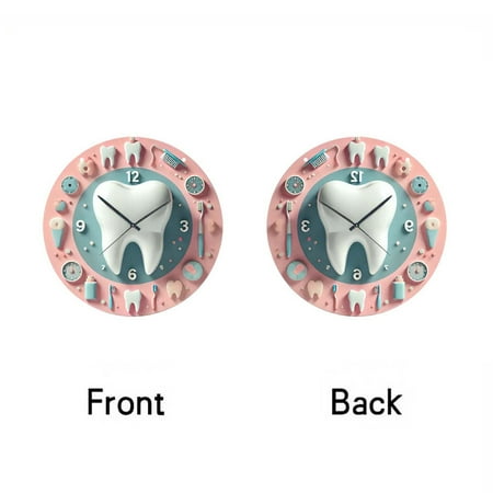 Momihoom Baby Teeth Growth Chart Wall Clock, Whimsical Kids Room Decor with Pink Bow