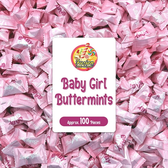 Baby Girl Buttermints - 100 Count - Pink Candy For Baby Shower - Baby Shower Candy - Perfect For Gender Reveal Parties, Hospital Goodie Bags, Welcome Baby Party, And More
