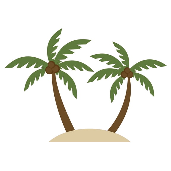Palm Tree with Coconuts Artwork Design for Nursery and Kid's Bedroom Vinyl Wall Decal - Beautiful and Creative Art of Huge Twin Trees at the Beach for Relaxing Living Room Wall Decoration - 28" x 28"