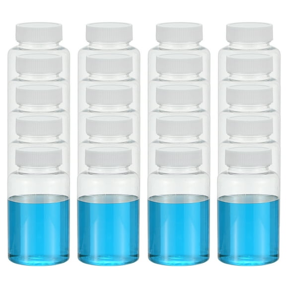 Unique Bargains 20 Pcs 250ml Reagent Bottles, PET Wide Mouth Round Bottles with Screw Cap for Lab