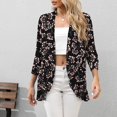 thumbnail image 6 of USSUMA T-Shirts for Women Trendy Leopard Print Open Front Cardigan Jacket Womens Blouses and Tops Dressy Casual Summer Blaze 3/4 Sleeve Tshirts Shirts Tunic for women, 6 of 8